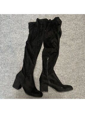 Christian Siriano For Payless Black Over The Knee Boots 8.5 Block Heel Zipper